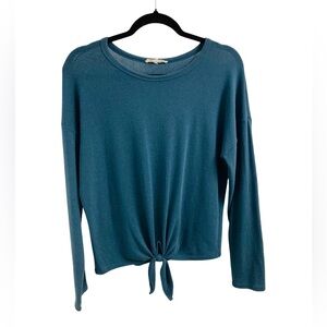 Blue Long Sleeve Semi Crop Top Size S
